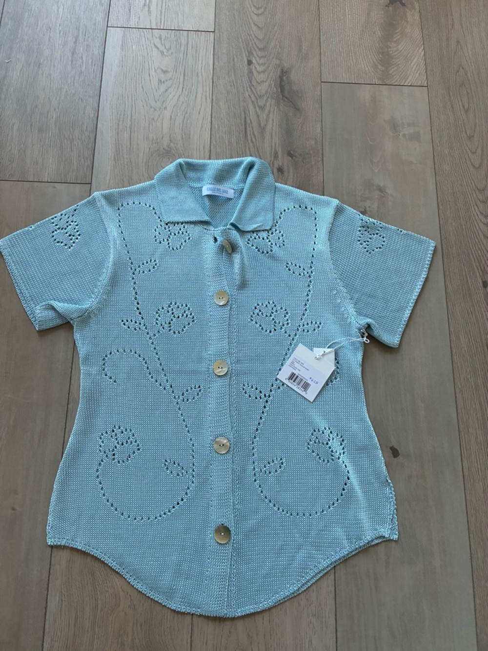 calle del mar Ivy Light Blue Knit Button-Front Swim Coverup - color Tide